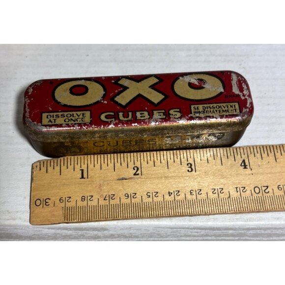 Vintage OXO Cubes Tin Box Red & Gold Retro Advertising Design - Picture 9 of 10